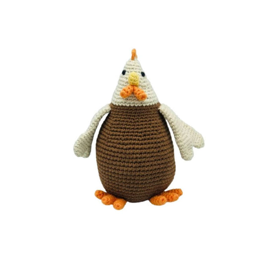 Fair Trade Crochet Cuddly Hen Baby Rattle Organic Cotton