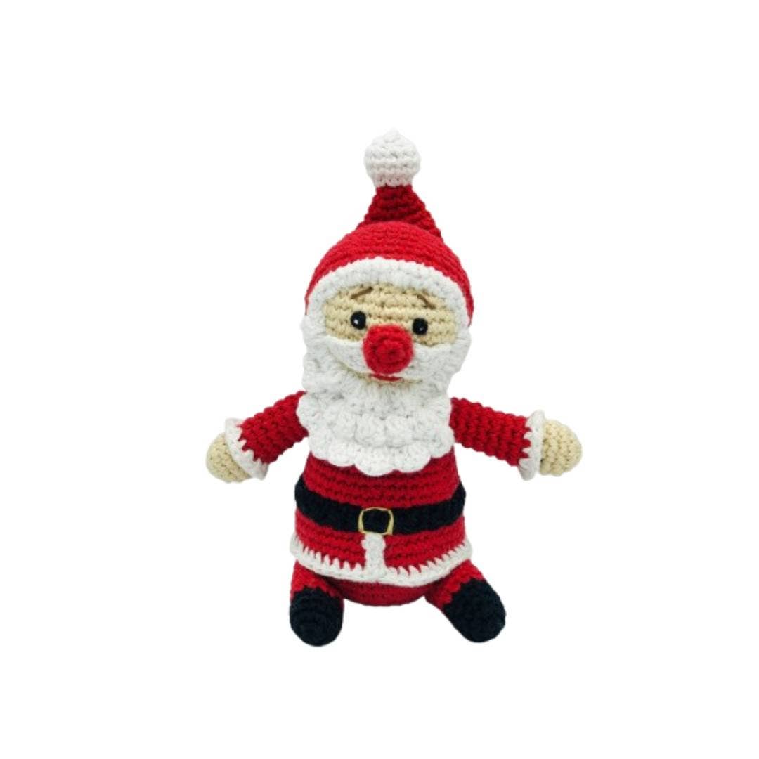 Xmas Santa Baby Rattle, Fair Trade Handmade Crochet Organic