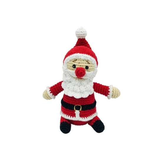 Xmas Santa Baby Rattle, Fair Trade Handmade Crochet Organic