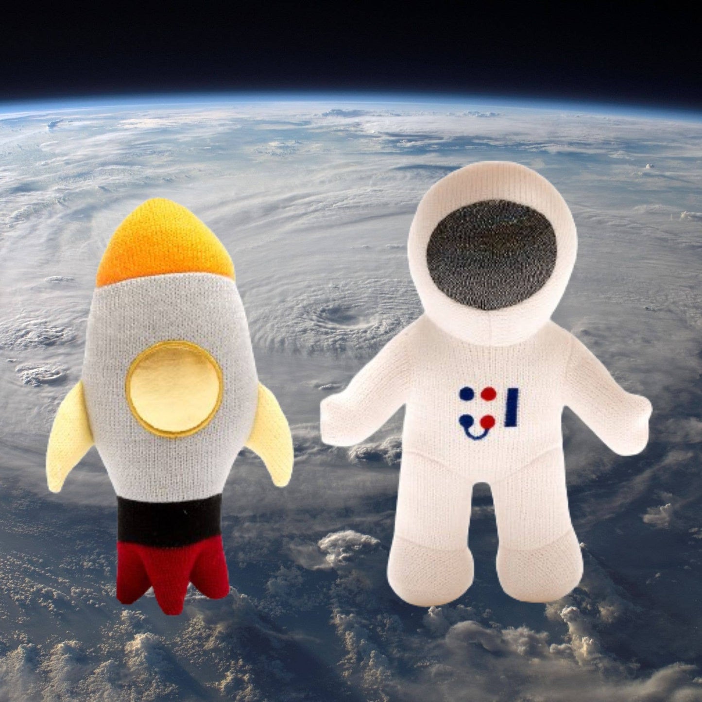 Knitted Space Rocket Plush Toy