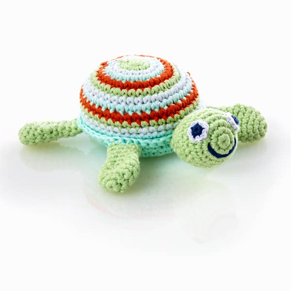 Crochet Baby Toy Turtle rattle  green