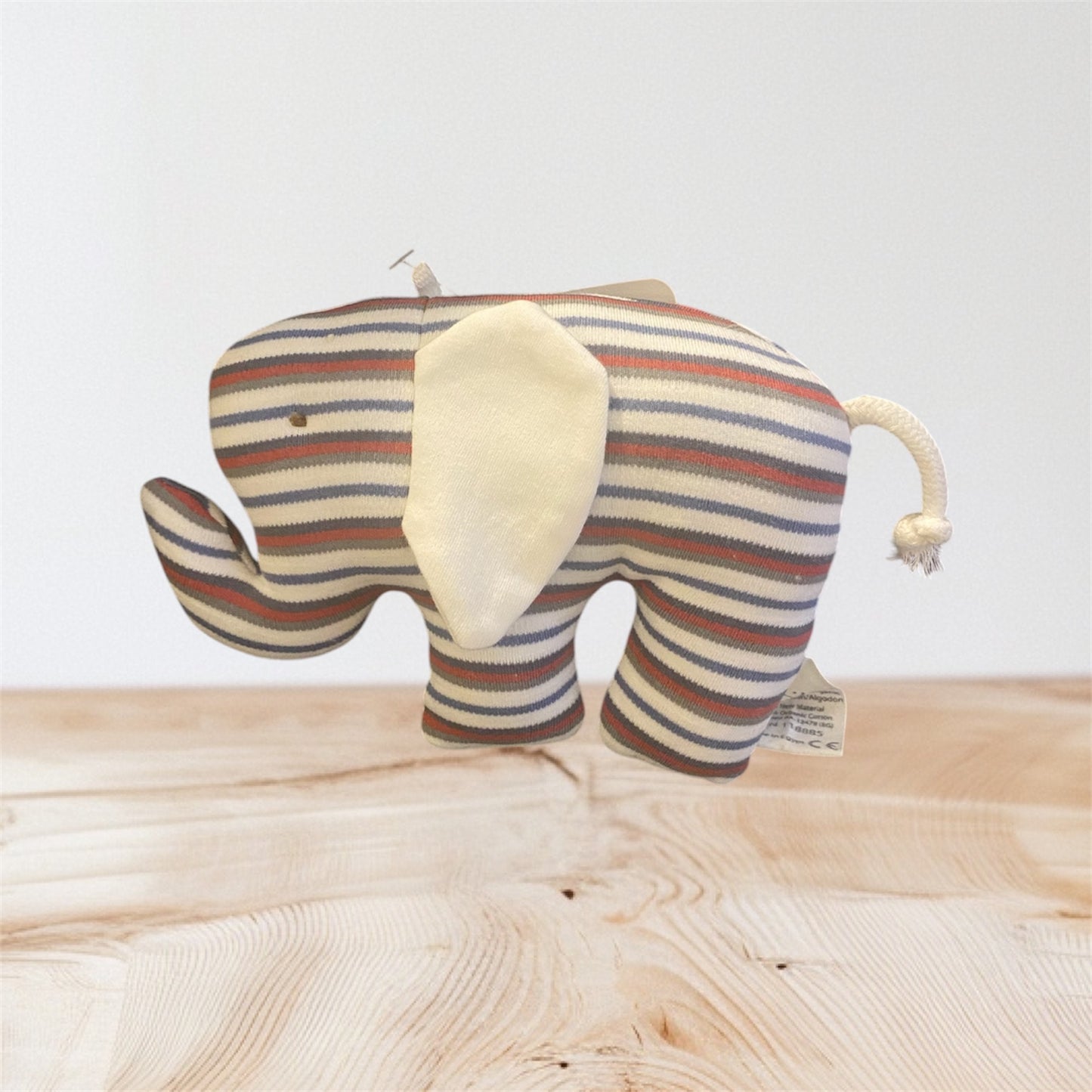 Small Elephant Baby Toy / Lovey, Organic Cotton Red, White