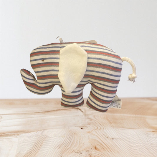 Small Elephant Baby Toy / Lovey, Organic Cotton Red, White
