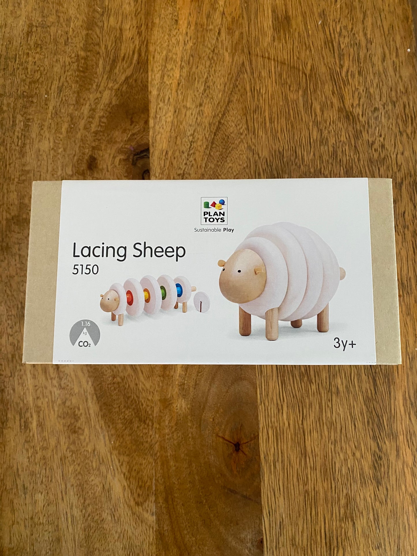 PlanToys Lacing Sheep Wooden Stacker – Sustainable Eco Friendly Toddler Toy