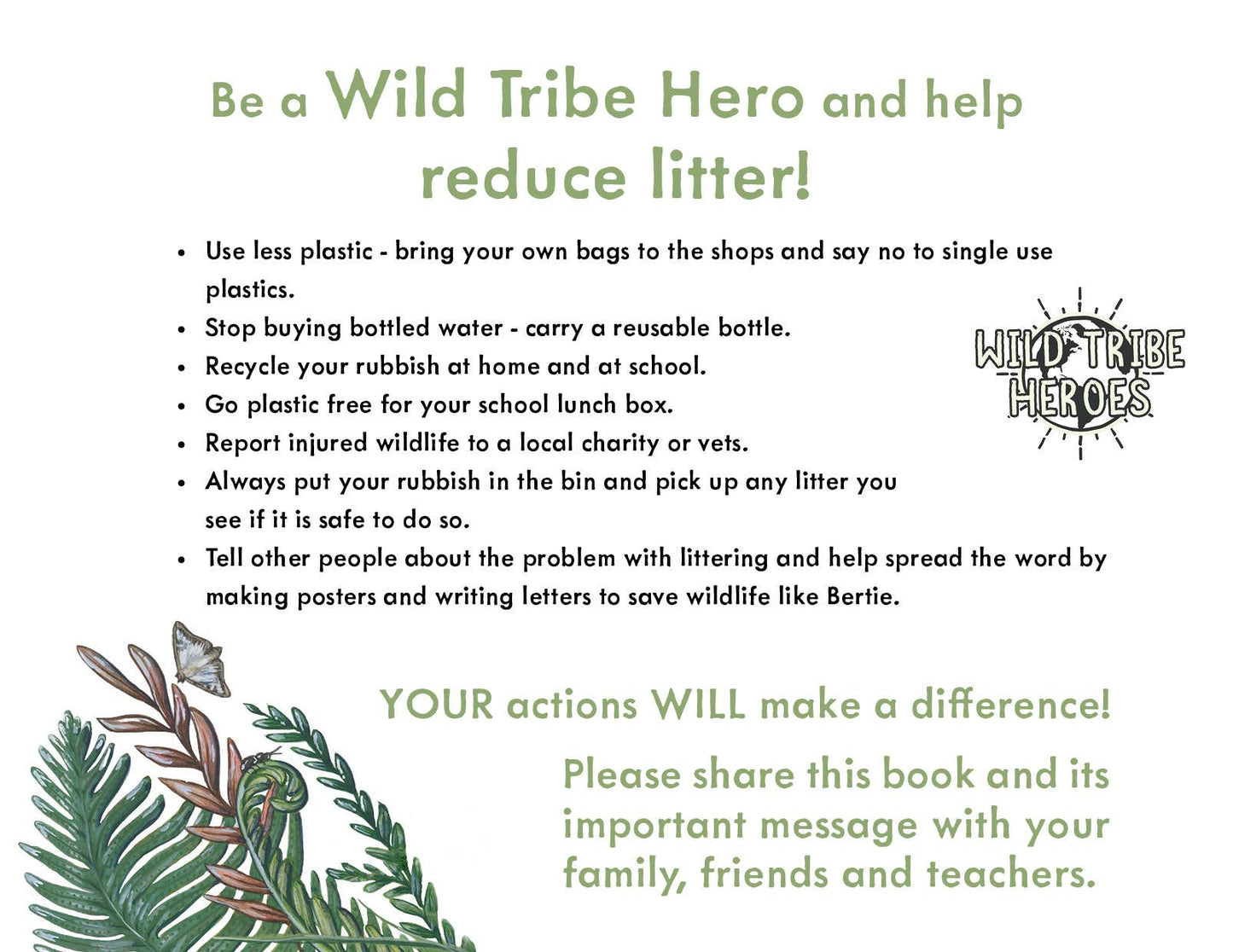 Educational poster about reducing litter with text and illustrations on a white background