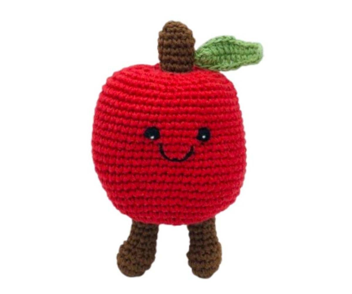 Fair Trade Crochet Red Apple Baby Rattle Organic Cotton