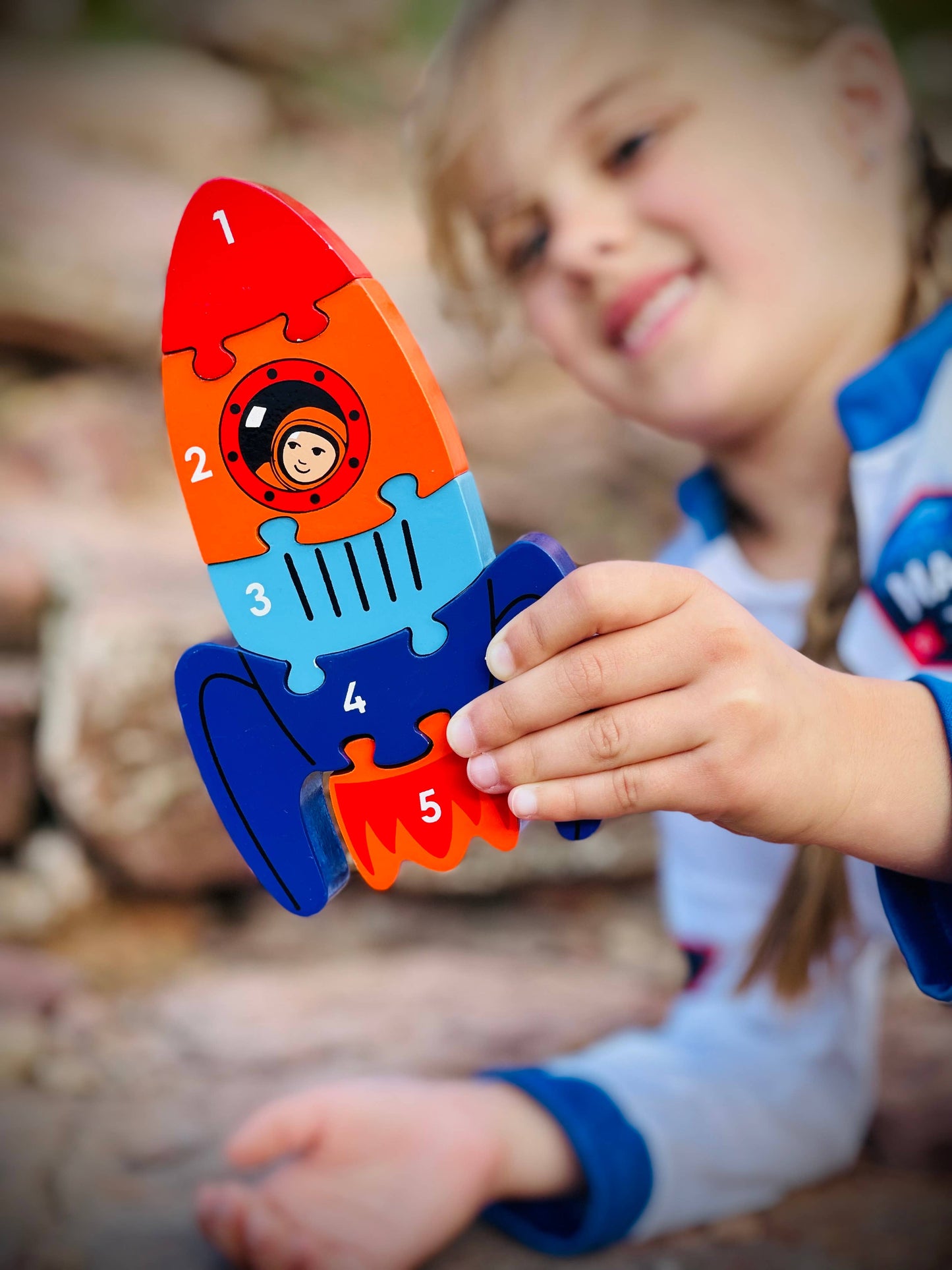 Rocket 1-5 puzzle - Handmade fair trade wooden kids toy