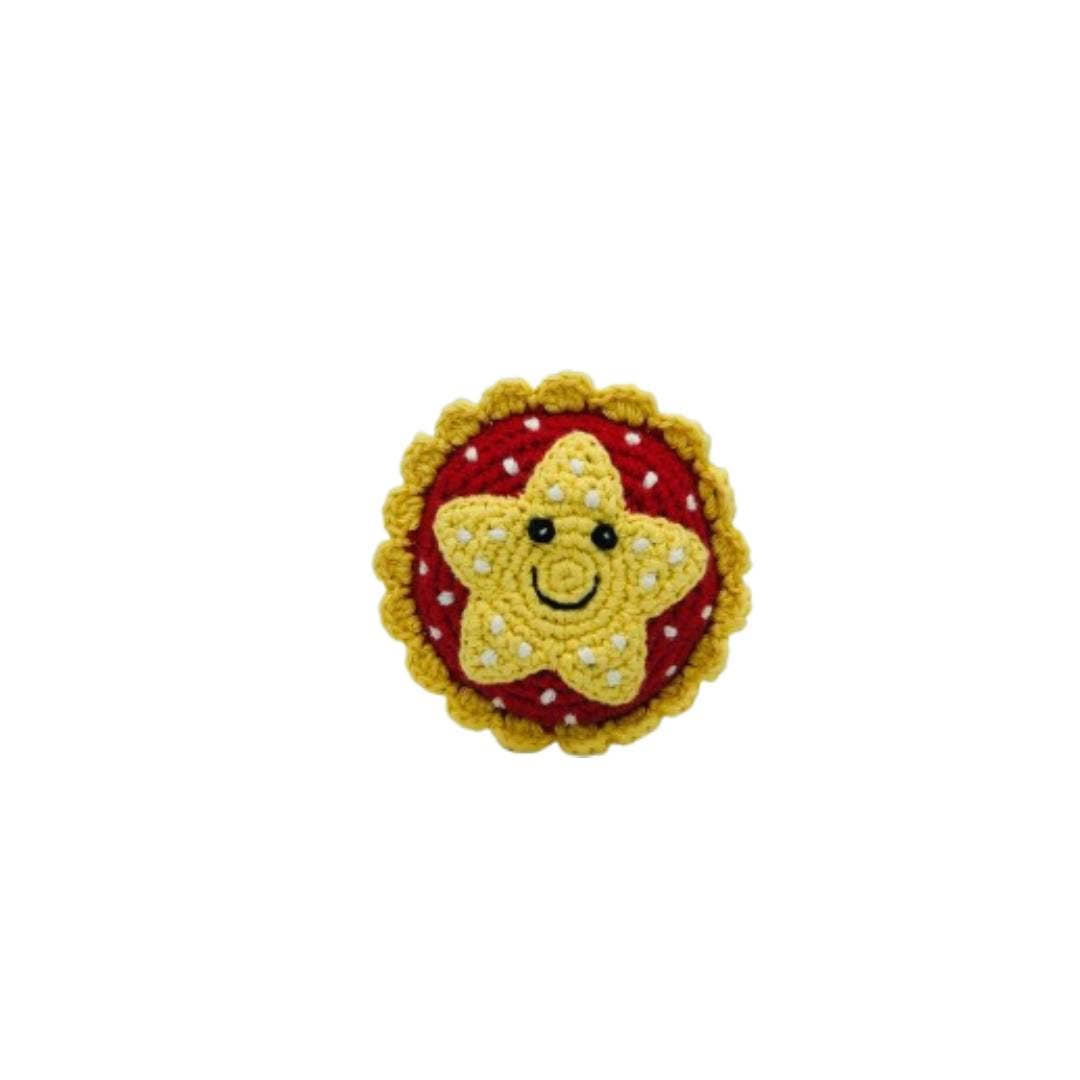 Mince Pie Xmas Baby Rattle, Handmade Crochet Organic