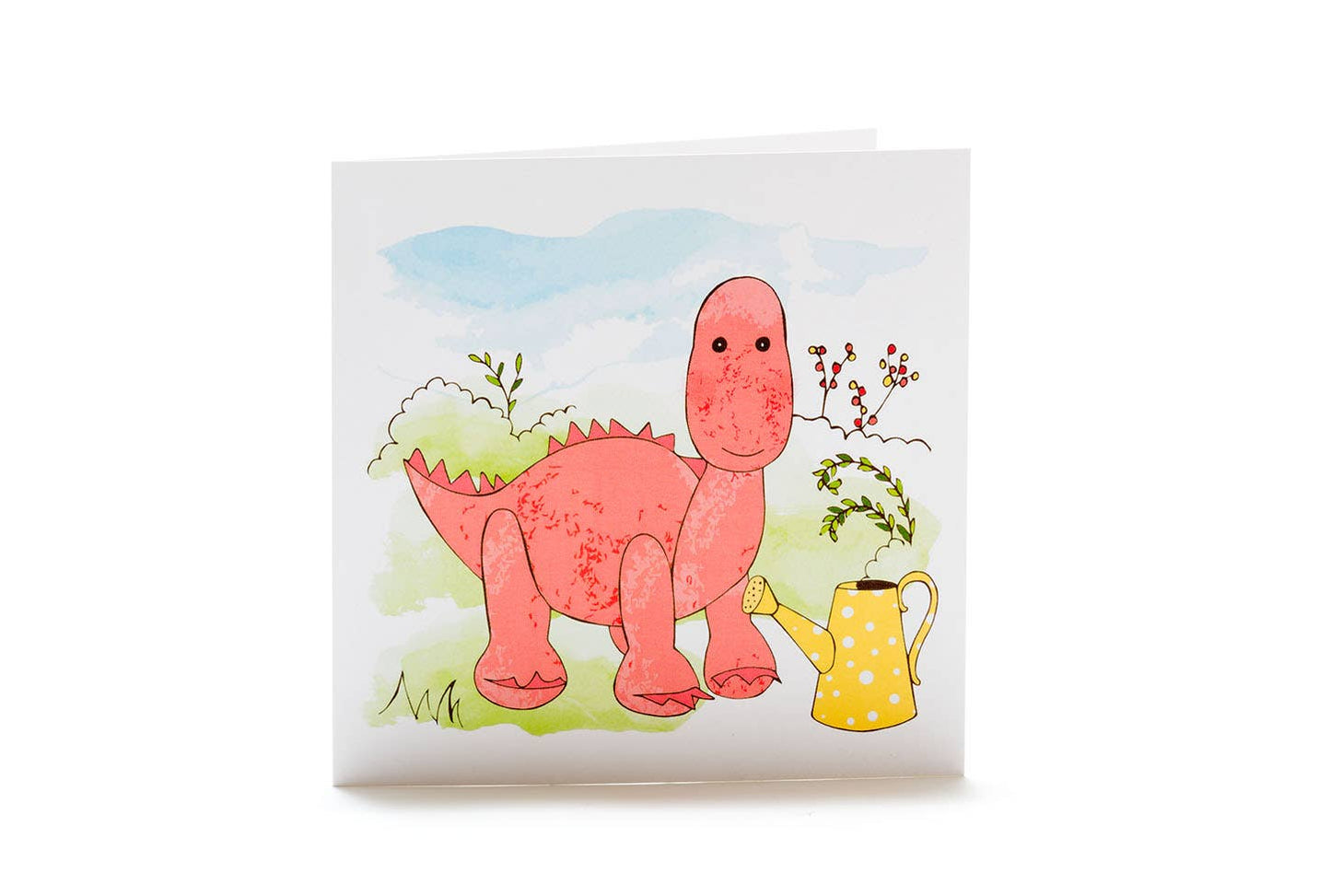 Dinosaur Baby Rattle, Knitted Organic Cotton Pink Diplodocus