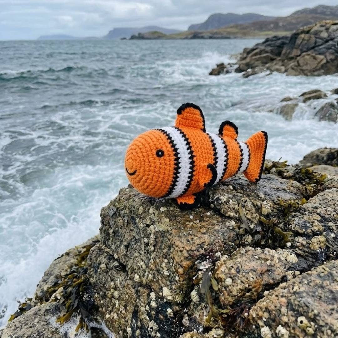 Fair Trade Crochet Clown Fish Baby Rattle Organic Cotton