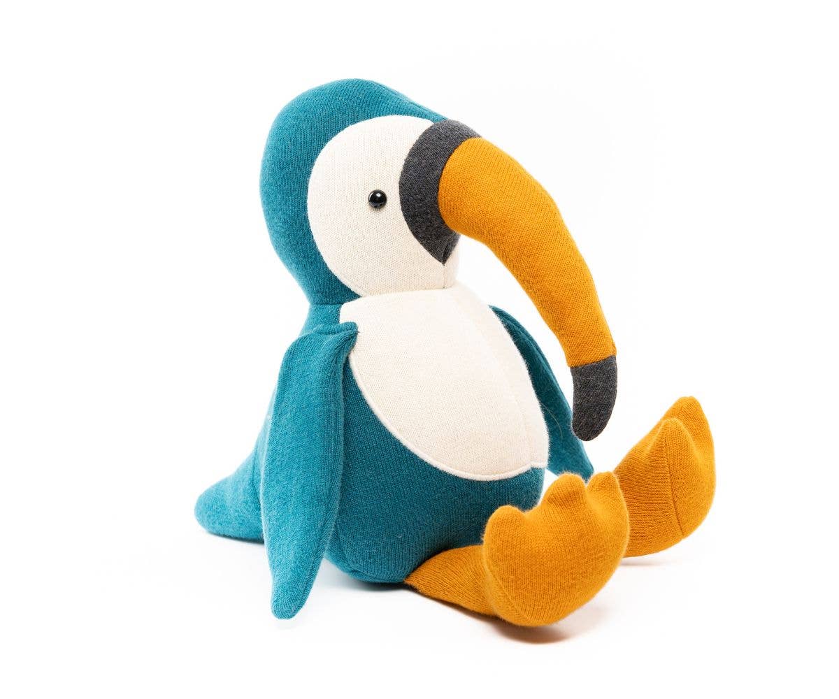 Large Organic Cotton  Toucan Plush Toy in Blue