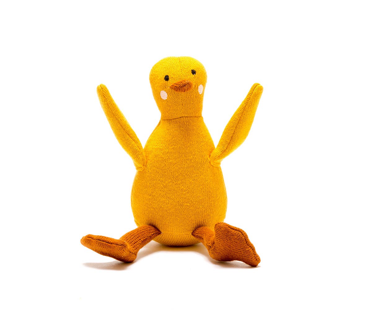 Easter Duck Plush Toy, Knitted Organic Cotton Mustard