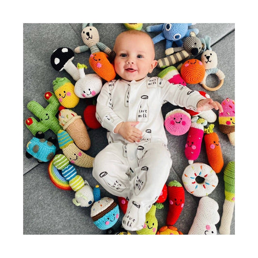 Crochet Baby Toy Flipps soft purple trousers